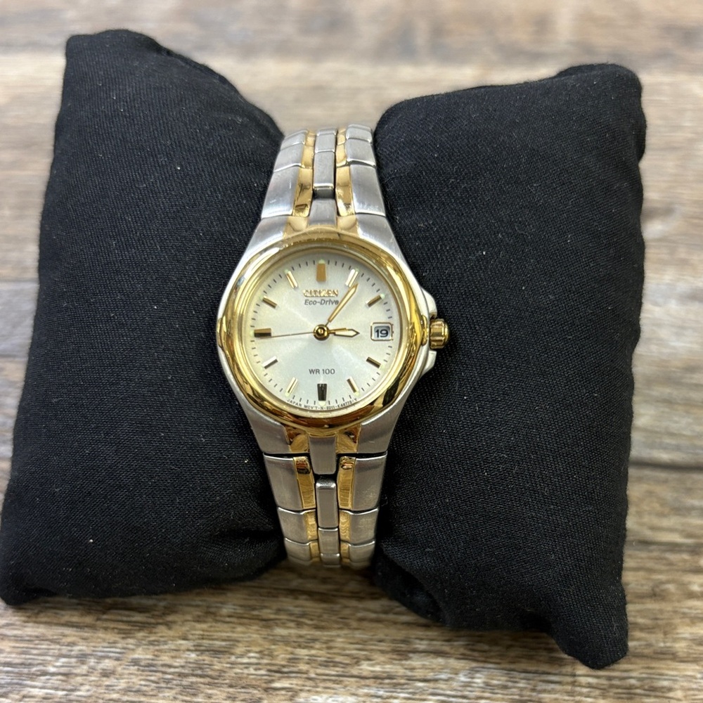 Citizen Eco-Drive WR100 Two-Tone Stainless Steel Watch Date Display